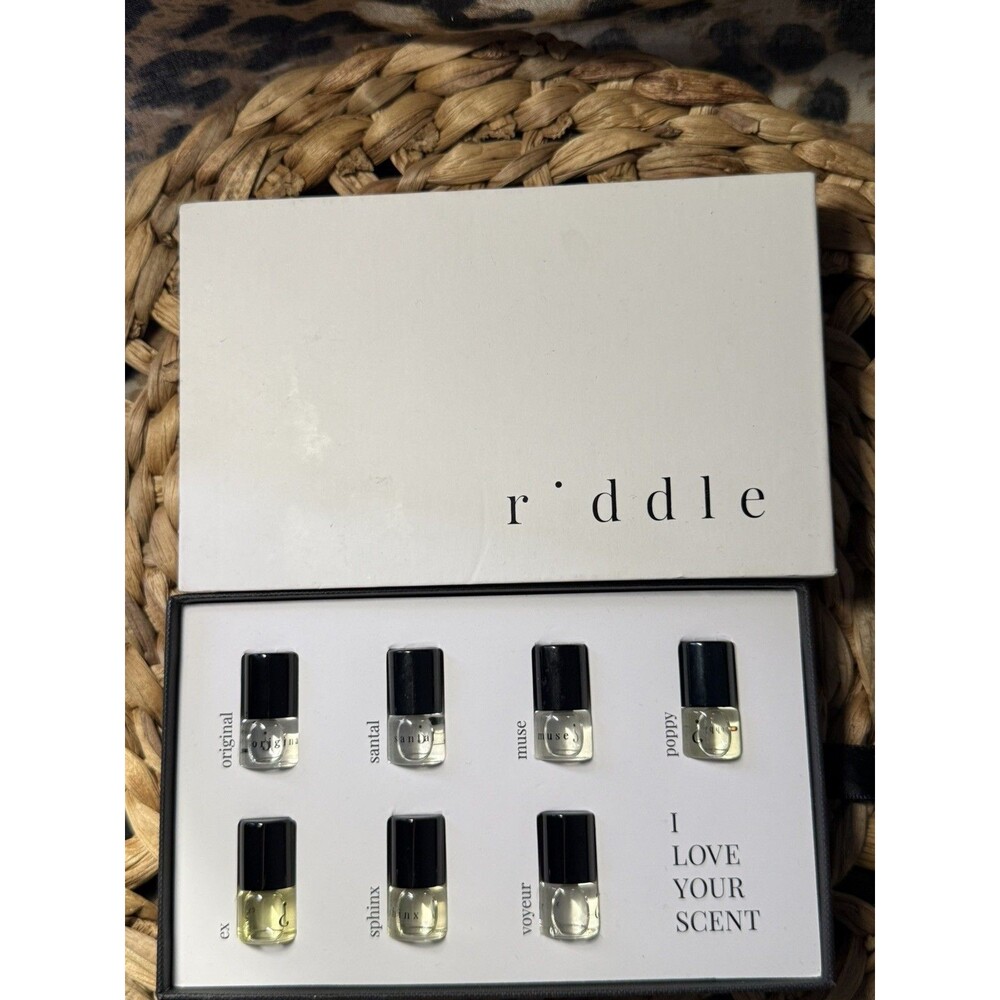Riddle ~ Roll-On Unisex Fragrance Oil Sample Set ~ 7 x 1mL (.035 fl oz) ~ NIB!